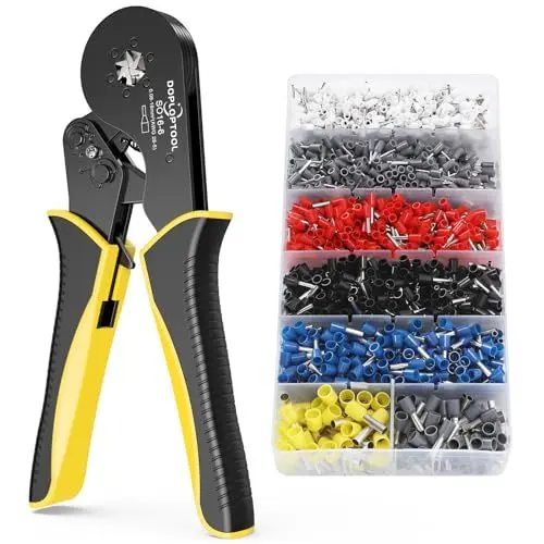 Produktbild: Crimpzangen Aderendhülsen Set, Sechskant Aderendhülsenzange mit 1200 stück Aderendhülsen Tool Kit (0,08-16 mm²) für Heimwerker und Hausgebrauch