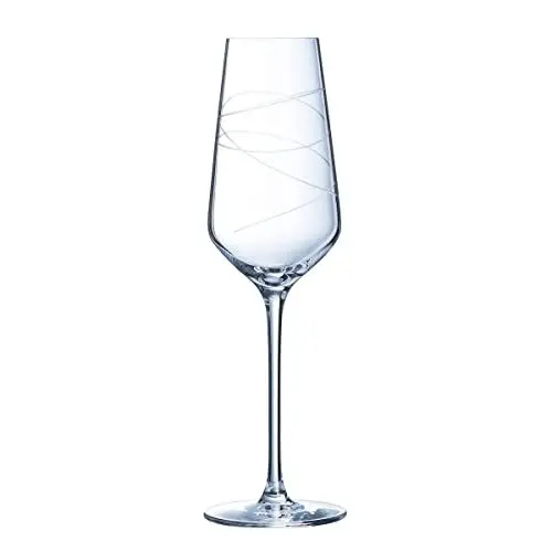 Produktbild: Cristal d'Arques Paris – Kollektion Abstraktion – 6 Flöte 21 cl aus Kristall – Glanz und Stärke – Dekoration Ringe – verstärkte Verpackung für den Online-Verkauf