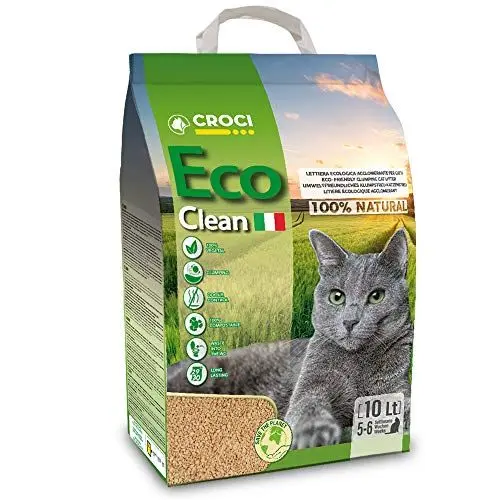 Produktbild: Croci Eco Clean Litter 10 L – klumpende Katzenstreu, biologisch abbaubar, spült in der Toilette, 100 % pflanzlich, langlebiger geruchshemmender Sand