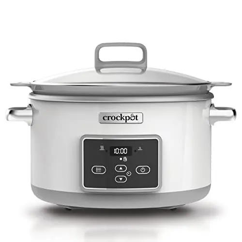 Produktbild: Crock-Pot Digital-Schongarer Saute Slow Cooker mit DuraCeramic | einstellbare Garzeit | 5 Liter (5 Personen) | Weiß (CSC026X)