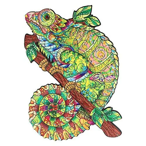 Produktbild: CROCOTILE Holzpuzzle für Erwachsene - Schillerndes Chamäleon Holzpuzzle - Spaß & Lernpuzzle Erwachsene & Kinder - Leicht zusammenzusetzen - 141 Teile 19,2x27,4 cm