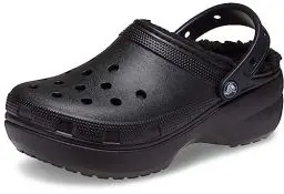 Produktbild: Crocs Damen Classic Platform Lined Clog W Sandale, Schwarz und silberfarben