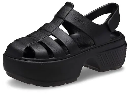 Produktbild: Crocs Unisex-Erwachsene Stomp Fisherman Sandalen mit Absatz, Schwarz, 39/40 EU