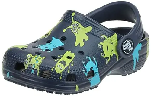 Produktbild: Crocs Unisex Kinder Classic Monster Print T Clog, Navy, 19/20 EU