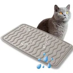 Produktbild: CROPLAS Katzenklo Matte - rutschfeste Katzenstreu Matte, Katzentoiletten & Zubehör, Katzenmatte Katzenklo, Feuchtraumgeeignet, gewelltes Muster, einfache Reinigung, 26 x 34,5 cm (CREMA)