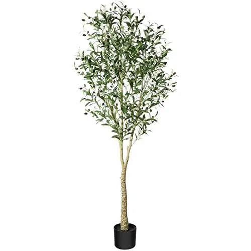 Produktbild: CROSOFMI Künstliche Olivenbaum Pflanzen 180cm Fake Tropische Plastik Pflanze Perfekte Große Pflanzen im Topf für Indoor Outdoor Haus Büro Garten Moderne Dekoration Housewarming Geschenk
