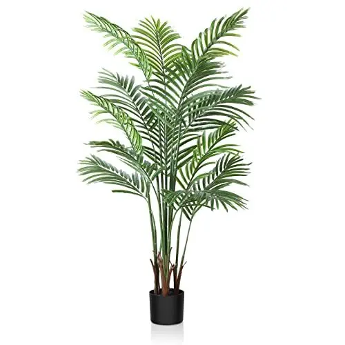 Produktbild: CROSOFMI Künstliche Pflanzen groß 130cm Kunstpflanze im Topf Plastik Palme Künstliche Palmen wie echt Fake Plant deko für Wohnzimmer Balkon Schlafzimmer Büro Perfektes Einweihungsgeschenk (1 Pack)