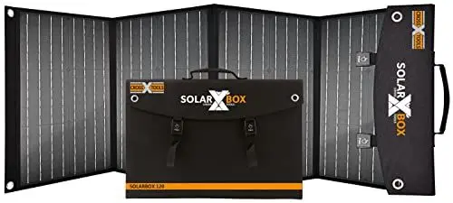 Produktbild: CROSS TOOLS Solarpanel faltbar 120W - Solarladegerät USB-C/USB3.0 (inkl. 5m Solarkabel, Camping, Festival, Vanlife, regenabweisend, Wandhalterung, Wirkungsgrad Solarzellen >22%) SOLARBOX 120, 68060