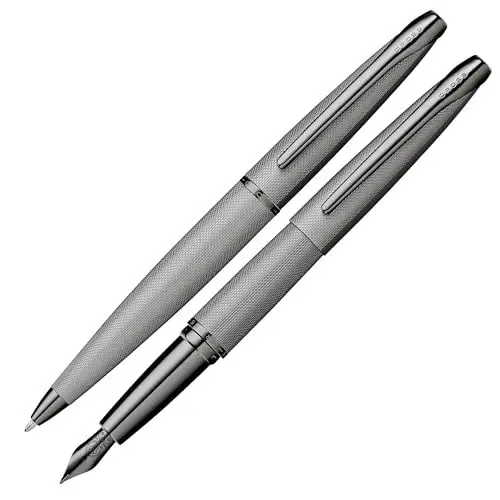 Produktbild: Cross ATX Kugelschreiber und Füllfederhalter Geschenkset (Strich- bzw. Federstärke M, Schreibfarbe schwarz) gebürstetes Titangrau