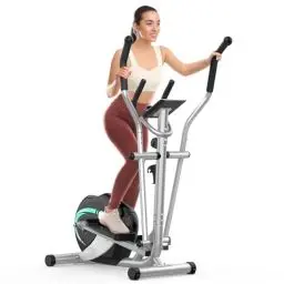 Produktbild: YOLEO Crosstrainer für zuhause, Extrem leiser und reibungsloser Cardio-Fitness-Ellipsentrainer mit LCD-Monitor mit 8 Stufen einstellbarem Widerstand, Pulssensor und Gerätehalter