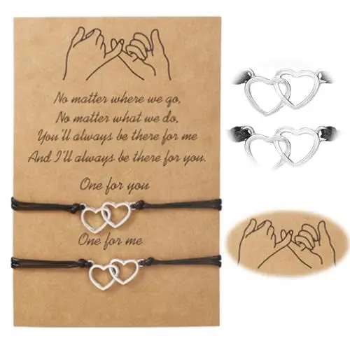 Produktbild: Crrynuo Edelmaterial Armband für 2 mit Herzen, Freundschaft Armbänder Freundschaftsarmband Armband,Edelmaterial Armbänder Set Geschenk für Beste Freundin Mädchen Damen