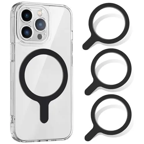 Produktbild: Crrynuo Magnet Ring Aufkleber 3 StüCk, Kompatibel Mit Magsafe ZubehöR Universal Magnetisch Adapter Ring Magnetisches Drahtloses LadegeräT FüR Alle Smartphone-Schwarz