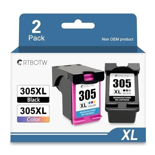 Produktbild: CRTBOTW Remanufactured 305XL 305XL HP 305 XL Tintenpatrone Combo Pack für HP 305 Tintenpatronen für DeskJet 2710 2720 DeskJet Plus 4100 4130 Envy 6010 6030 Envy Pro 6420 6430 (Schwarz & Farbe)