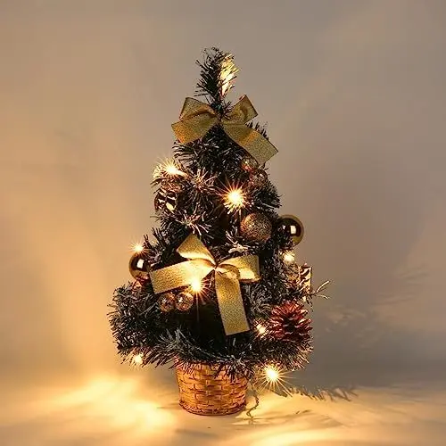 Produktbild: CRTEPST Mini LED Weihnachtsbaum Künstlich Klein Desktop Deko Tannenbaum mit LED Lichterkette Beleuchteter und Baumschmuck Weihnachtskugeln Künstliche Weihnachtsbäume Weihnachts 40CM