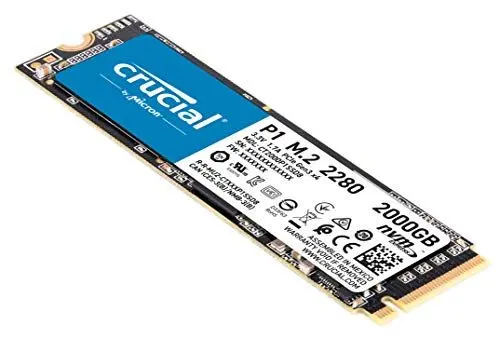 Produktbild: Crucial P1 2TB CT2000P1SSD8 Internes SSD-bis zu 2000 MB/s (3D NAND, NVMe, PCIe, M.2)