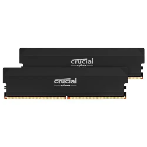 Produktbild: Crucial Pro DDR5 RAM 32GB Kit (2x16GB) 6000MHz CL36, Overclocking Gaming, Intel XMP 3.0 / AMD EXPO, PC Computer Arbeitsspeicher 32GB DDR5, Schwarz - CP2K16G60C36U5B
