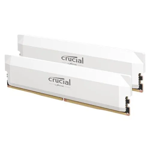 Produktbild: Crucial Pro DDR5 RAM 32GB Kit (2x16GB) 6000MHz CL36, Overclocking Gaming, Intel XMP 3.0 / AMD Expo, PC Computer Arbeitsspeicher 32GB DDR5, Weiß - CP2K16G60C36U5W