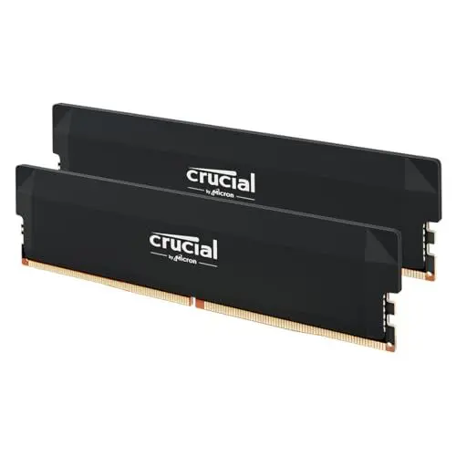 Produktbild: Crucial Pro DDR5 RAM 32GB Kit (2x16GB) 6400MHz CL38, Overclocking Gaming, Intel XMP 3.0 / AMD Expo, PC Computer Arbeitsspeicher 32GB DDR5, Schwarz - CP2K16G64C38U5B