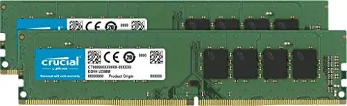 Produktbild: Crucial RAM 16GB (2x8GB) DDR4 3200MHz CL22 (2933MHz oder 2666MHz) Desktop Arbeitsspeicher Kit CT2K8G4DFRA32A