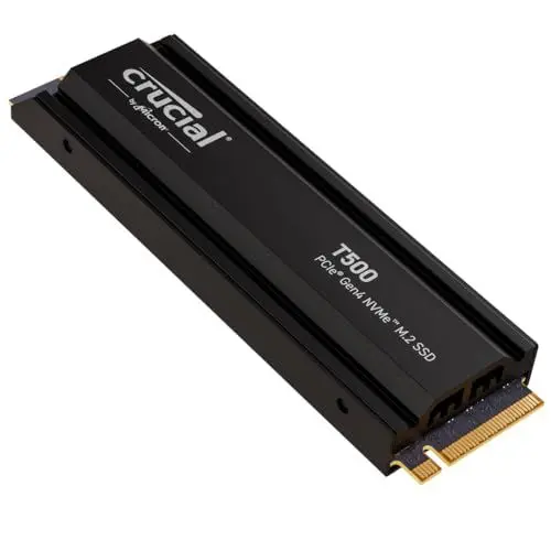 Produktbild: Crucial T500 SSD 2TB PCIe Gen4 NVMe M.2 Interne PS5 SSD Festplatte mit Kühlkörper, bis 7400MB/s, Laptop und Desktop kompatibel, Microsoft DirectStorage - CT2000T500SSD5