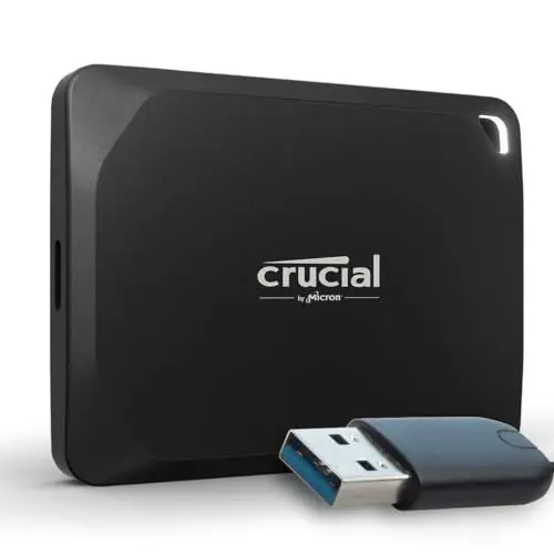 Produktbild: Crucial X10 Pro 2TB Portable SSD Festplatte mit USB-A Adapter, bis zu 2100MB/s Lesen und 2000MB/s Schreiben, , Externe SSD, PC und Mac, USB-C 3.2 - CT2000X10PROSSD902