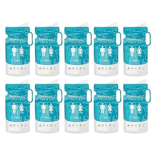 Produktbild: Cryfokt 10 Stück Einweg-Urinbeutel, Tragbarer Notfall-Urinbeutel 750 Ml, Unisex Tragbare Urinal-Urinbeutel Reise-Urinbeutel für Camping-Stau