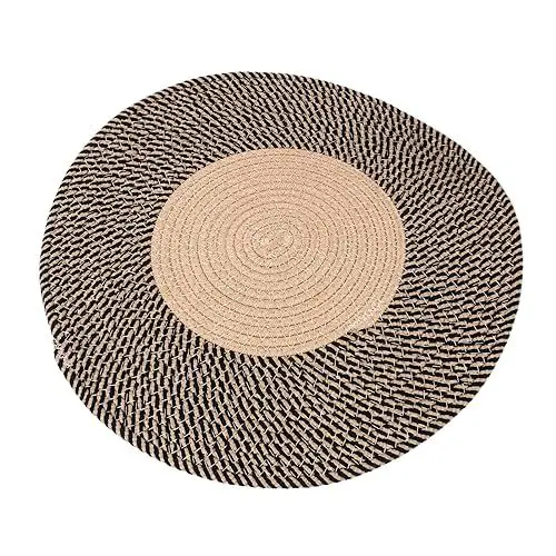 Produktbild: Cryfokt Startseite Jute-Geflochtener Teppich, Runder Juteteppich, Handgewebter, Wendbarer, Modischer Teppich, Kreisteppich, Großer -Teppich für Schlafzimmer, Flur, Wohnzimmer, Küche