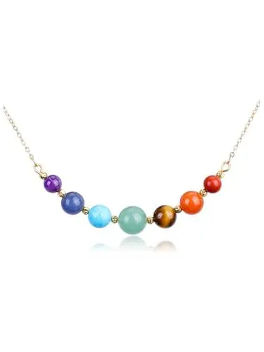 Produktbild: CrystalTears Chakra Kette Damen elegant 7 Edelsteine Perlenkette Reiki Healing Talisman spirituelle Geschenke
