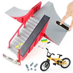 Produktbild: CS COSDDI Finger Skateboard und Rampe Zubehör Set, Fingerboard Skate Park Spielzeug Set, DIY Montage Skate Park Kit Fingerspielzeug Mit Rampe Parks Für Fingersportarten, Geschenk Für Kinder (A)