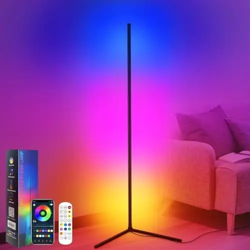 Produktbild: CS COSDDI LED Stehlampe Smart, LED Stehlampe Wohnzimmer, 150cm Stehlampe Dimmbar mit Fernbedienung und APP, 16 Millionen Farben, Musikmodi, DIY-Modus & Timing, Ecklampe Smart für Schlafzimmer, Gaming