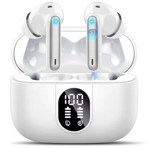 Produktbild: Csasan Bluetooth Kopfhörer, Kopfhörer Kabellos Bluetooth 5.3, In Ear Kopfhörer mit 4 Mic, 2024 Neue ENC Noise Cancelling Earbuds, 40 Std Immersiver Deep Bass Earbuds, Weiß