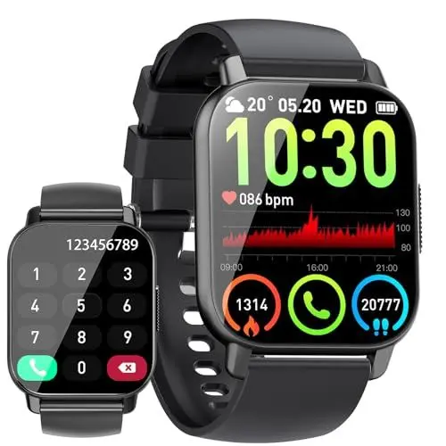 Produktbild: Csasan Smartwatch Damen Herren, 1,85 Zoll Touchscreen Smart Watch mit Bluetooth Anrufe, 112+Sportmodi, IP68 Wasserdicht Sportuhr, Fitnessuhr mit Puls-Schlaf-Monitor Schrittzähler, Tiefschwarz
