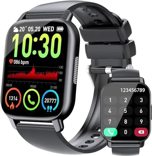 Produktbild: Csasan Smartwatch Herren mit Telefonfunktion, 1,85'' Zoll HD Voll Touchscreen Smart Watch mit Pulsuhr Schlafmonitor Schrittzähler, 112 Sportmodi Sportuhr, IP68 Wasserdicht Fitnessuhr für iOS Android