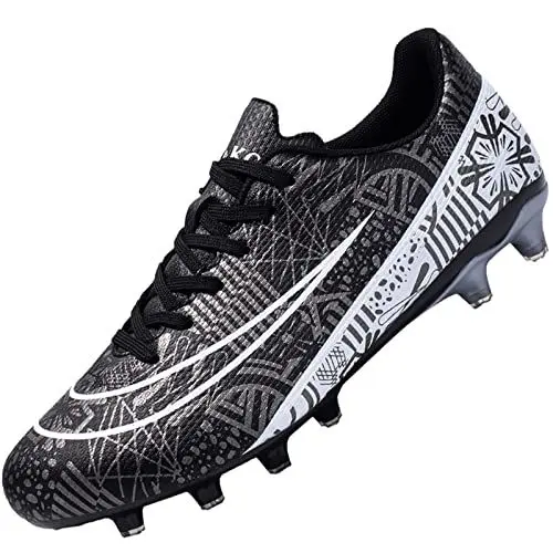 Produktbild: Csgkag Fußballschuhe Herren Trainingsschuhe Professionelle Stollen Spikes Cleats Jungen Kunstrasen Fussballschuhe Outdoor Sport Football Schuhe,Schwarz,EU45