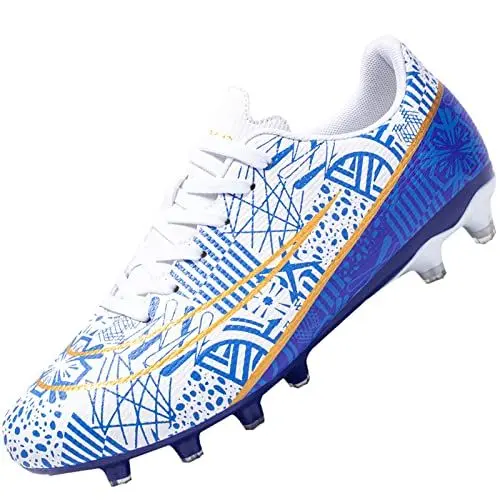 Produktbild: Csgkag Fußballschuhe Herren Trainingsschuhe Professionelle Stollen Spikes Cleats Jungen Kunstrasen Fussballschuhe Outdoor Sport Football Schuhe,Weiß,EU45