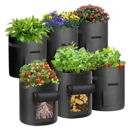 Produktbild: Cskunxia 6-Pack 15 Gallonen Vegetable Grow Plant Bags, kartoffel pflanzsack, Pflanzsäcke Kartoffeln aus Vlies Stoff, Pflanztaschen kartoffel mit Griffe für Kartoffeln, Tomaten, Pflanzen - Schwarz