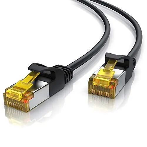 Produktbild: CSL 0,5m 50cm Cat 7 Netzwerkkabel Slim - Patchkabel RJ45 LAN Ethernet Gigabit Kabel – 10000 Mbit – U/FTP PIMF Schirmung – Switch Router Modem PS5 XBox Series X -kompatibel zu Cat 6 Cat 8 - schwarz