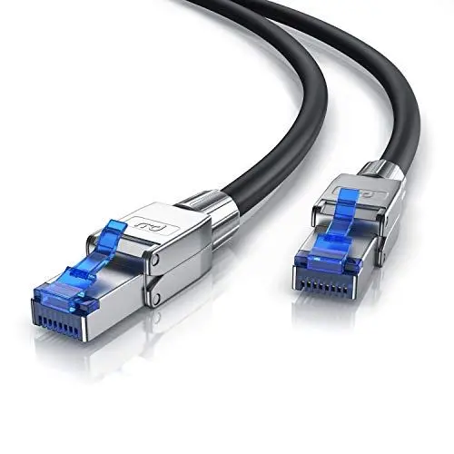 Produktbild: CSL - 15m Cat 8 LAN Kabel Netzwerkkabel - Glasfaser Hochgeschwindigkeit 40 Gbit/s 2000 MHz Ethernet Patch Kabel - 8.1 Feldkonfektionierbare RJ45 Stecker - 15 Meter Schwarz