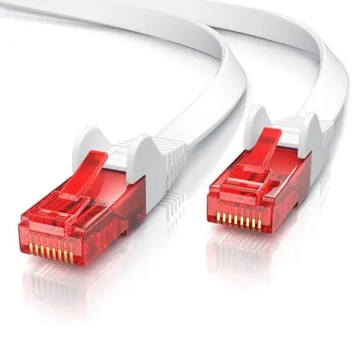 Produktbild: CSL - 30m Cat 6 Netzwerkkabel Flach - Gigabit Ethernet LAN - RJ45 Kabel Flachbandkabel Verlegekabel - 10 100 1000 Mbit s - Patchkabel Flachkabel - Kompatibel zu Cat.5 Cat.5e Cat.6 - weiß