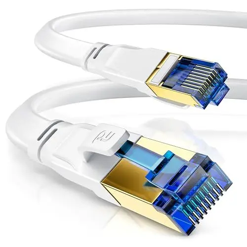 Produktbild: CSL - 3m CAT 8 Netzwerkkabel Flach und Dünn - Lan Kabel für 40 Gigabit High Speed, Internetkabel, Flachbandkabel, Verlegekabel - 40 Gbps Cat.8 RJ45 Kabel für Switch Router Modem PC, 3 Meter Weiss