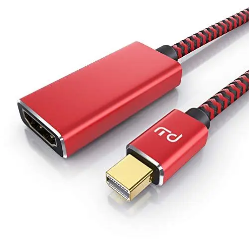 Produktbild: CSL - 4k Mini DisplayPort zu HDMI 2.0 Adapter – Mini DP Kabel – 4k@60Hz - Thunderbolt - Audio und Video – kompatibel mit Apple Lenovo Surface - rot