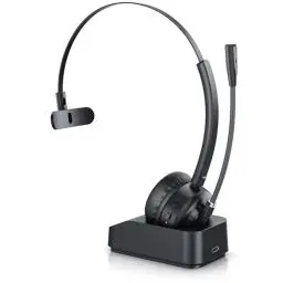 Produktbild: CSL - Bluetooth 5.3 Headset mit Ladestation - PC Headset mit flexiblem Mikrofon - Multipoint - kabellos inkl Mikro- leicht - freisprechen - für Auto und LKW Computer Call Center Handys