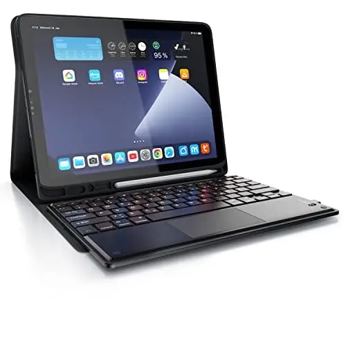 Produktbild: CSL - Bluetooth Tastatur kompatibel mit Tablet iPad Pro 12,9 Zoll - Gen 3 + 4 – 280 mAh Akku - inkl. Case - Tablet Keyboard kompatibel mit Apple Layout- Schutzhülle
