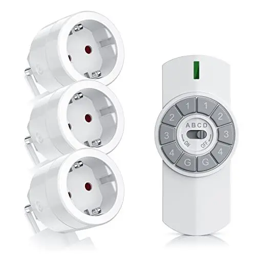 Produktbild: CSL - Funksteckdosen Set mit Fernbedienung - 3er Set für den Innenbereich Indoor - LED Statusanzeige - integrierter Berührungsschutz - 3680W