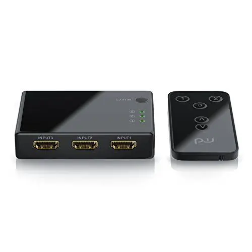 Produktbild: CSL - HDMI Switch 4k - 3 Port HDMI Umschalter - ARC - CEC - Verteiler inkl Fernbedienung und Netzteil - 2160p Ulta HD 1080p Full HD 60Hz- 3D Ready - HDCP - automatische umschaltung - 3 in 1 Out