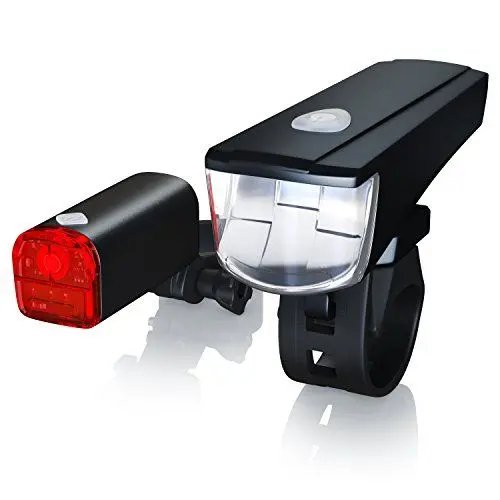 Produktbild: CSL - LED Fahrradlicht Set - StVZO zugelassen - Fahrradlampe Fahrradlicht Fahrradlampenset - Frontlicht und Rücklicht - batteriebetrieben - 30 Lux Schwarz