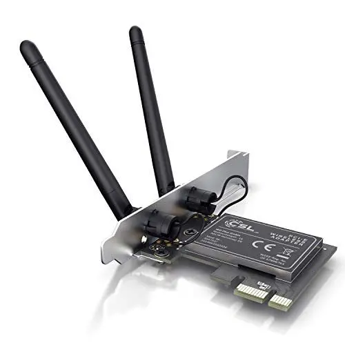 Produktbild: CSL - WLAN Netzwerkkarte 2,4 Ghz PCIe - 300 Mbit s WiFi Adapter Karte - 2 Externe 2dbi Antennen - platzsparend für PC Einbau - WEP WPA und WPA2 Verschlüsselung – PCI Express - Windows 10, 11