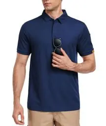 Produktbild: Csqtongan Herren Kurzarm Poloshirts Atmungsaktiv Golf Poloshirt Herren Sport Polo Shirt T-Shirt für Outdoor-Aktivitäten, Dunkelblau L