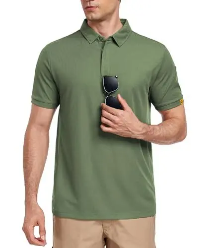 Produktbild: Csqtongan Herren Kurzarm Poloshirts Atmungsaktiv Golf Poloshirt Herren Sport Polo Shirt T-Shirt für Outdoor-Aktivitäten, Grün M