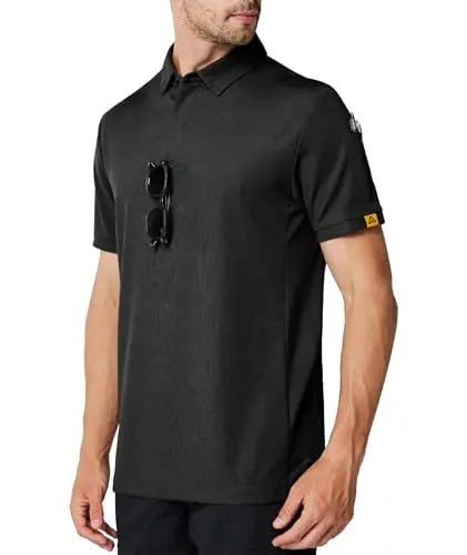 Produktbild: Csqtongan Herren Kurzarm Poloshirts Atmungsaktiv Golf Poloshirt Herren Sport Polo Shirt T-Shirt für Outdoor-Aktivitäten, Schwarz XL